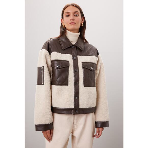 Peter Som x RTR Quilted Leather Sherpa Jacket - Picture 1 of 10